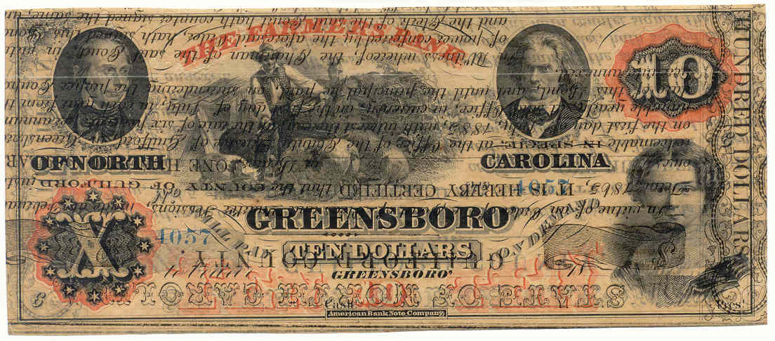 Bond Back P760 Farmers Bank of North Carolina, Greensboro $10