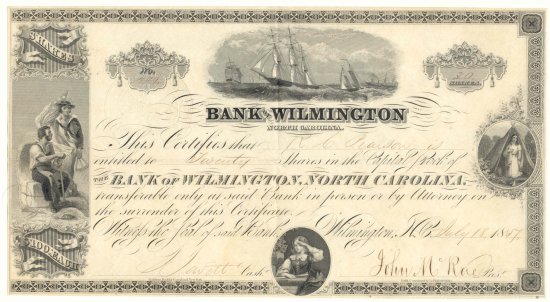 Stock Certificate on the Bank of Wilmington