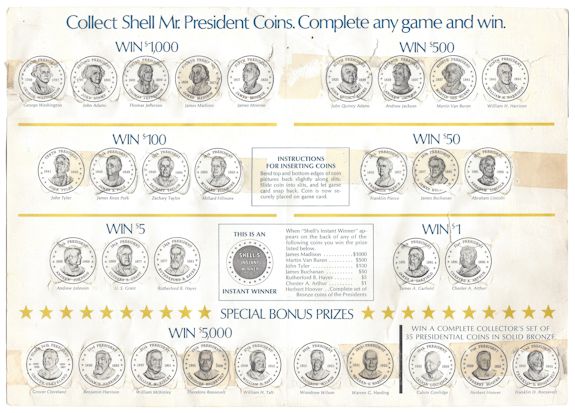 Shell Mr. President Medal Collection Game Card Inside